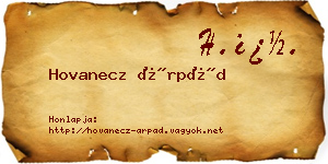 Hovanecz Árpád névjegykártya